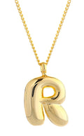 DJN330008 14K Dipped Small Bubble Letter Initial Necklace - MiMi Wholesale