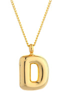 DJN330008 14K Dipped Small Bubble Letter Initial Necklace - MiMi Wholesale