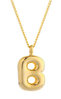 DJN330008 14K Dipped Small Bubble Letter Initial Necklace - MiMi Wholesale