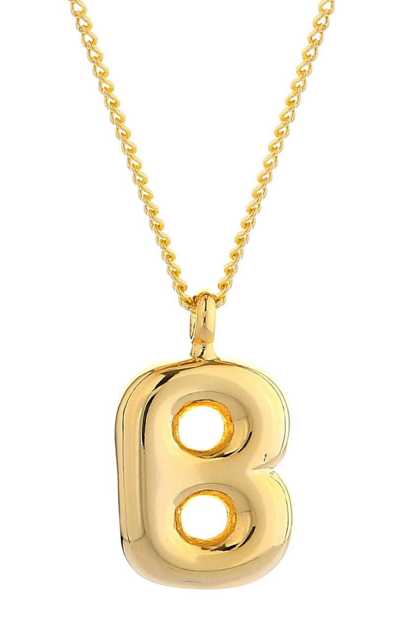 DJN330008 14K Dipped Small Bubble Letter Initial Necklace - MiMi Wholesale