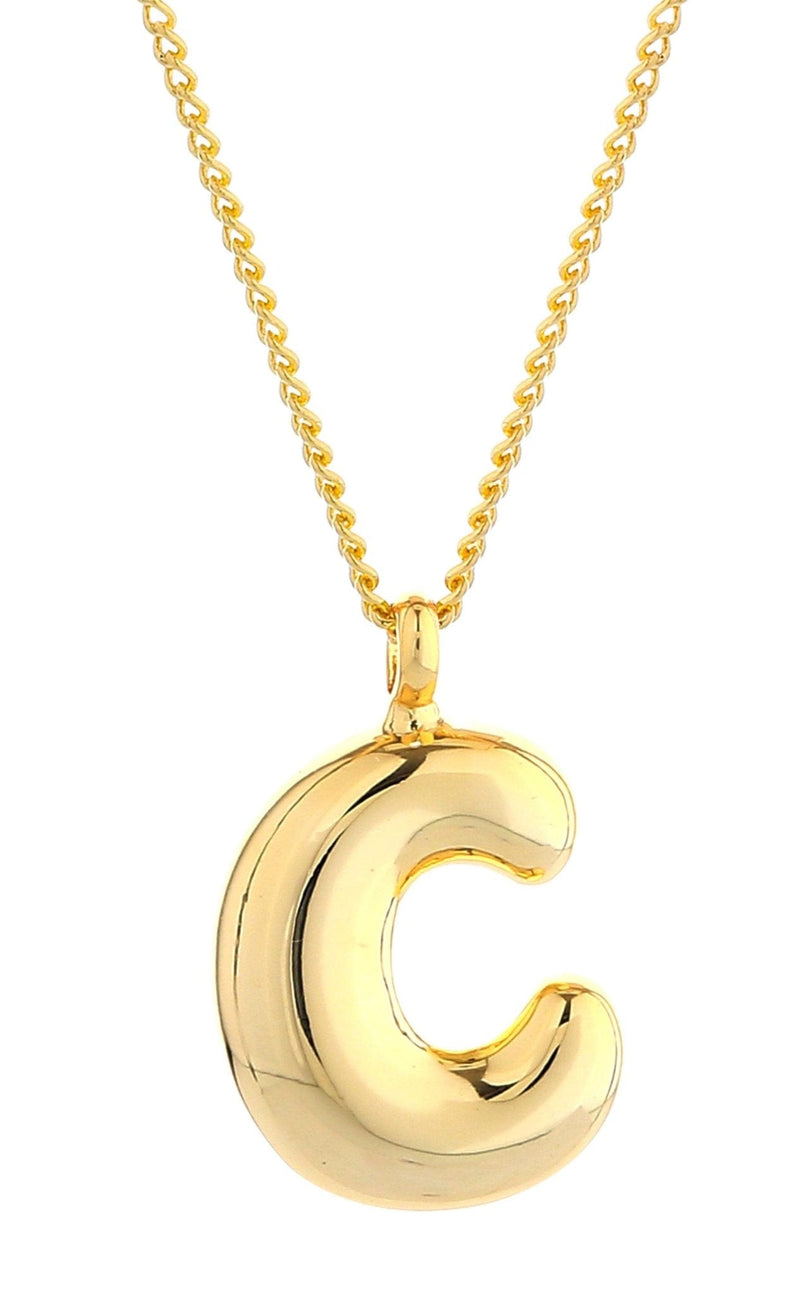 DJN330008 14K Dipped Small Bubble Letter Initial Necklace - MiMi Wholesale