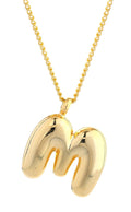 DJN330008 14K Dipped Small Bubble Letter Initial Necklace - MiMi Wholesale