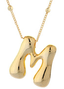 DJN330009 14K Dipped Big Bubble Letter Initial Necklace - MiMi Wholesale