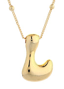 DJN330009 14K Dipped Big Bubble Letter Initial Necklace - MiMi Wholesale