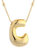 DJN330009 14K Dipped Big Bubble Letter Initial Necklace - MiMi Wholesale