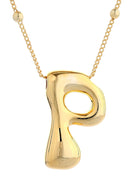 DJN330009 14K Dipped Big Bubble Letter Initial Necklace - MiMi Wholesale
