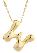 DJN330009 14K Dipped Big Bubble Letter Initial Necklace - MiMi Wholesale