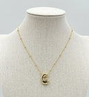 DJN330009 14K Dipped Big Bubble Letter Initial Necklace - MiMi Wholesale