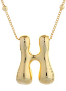 DJN330009 14K Dipped Big Bubble Letter Initial Necklace - MiMi Wholesale