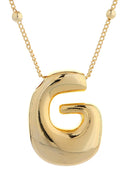 DJN330009 14K Dipped Big Bubble Letter Initial Necklace - MiMi Wholesale