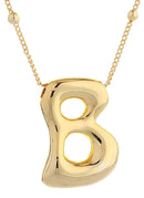 DJN330009 14K Dipped Big Bubble Letter Initial Necklace - MiMi Wholesale