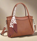 EE85214 - 1 Whipstitch Tote Bag/Crossbody With Scarf - MiMi Wholesale