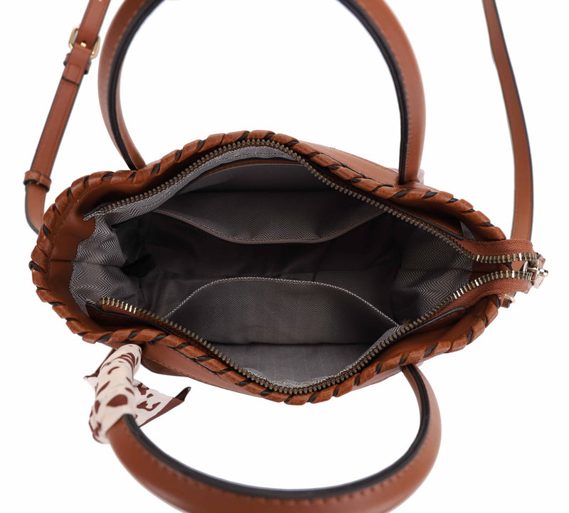 EE85214 - 1 Whipstitch Tote Bag/Crossbody With Scarf - MiMi Wholesale