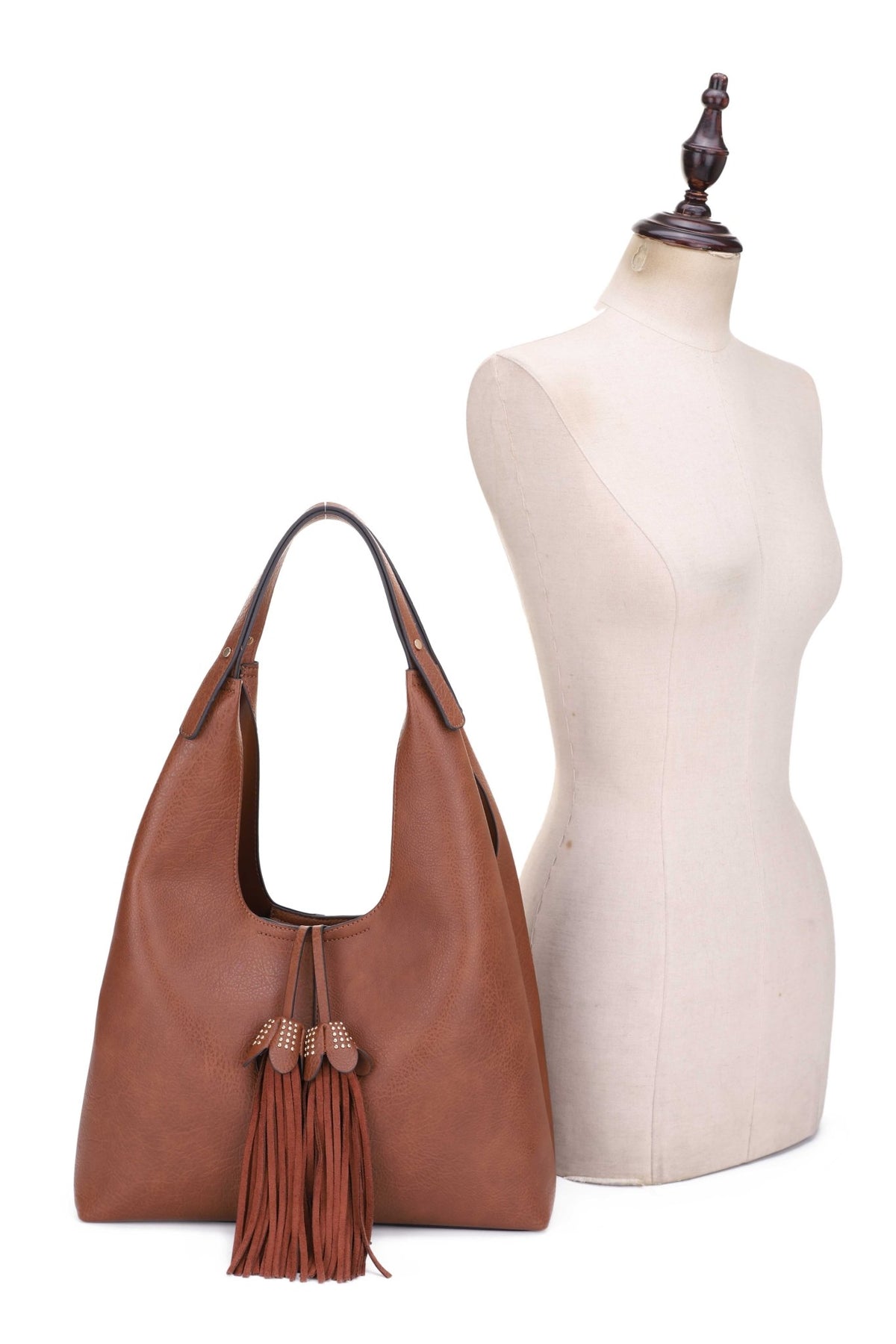 EE85228 Kai Three compartments Hobo with Tassel - MiMi Wholesale