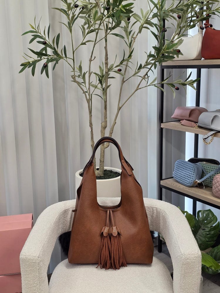 EE85228 Kai Three compartments Hobo with Tassel - MiMi Wholesale