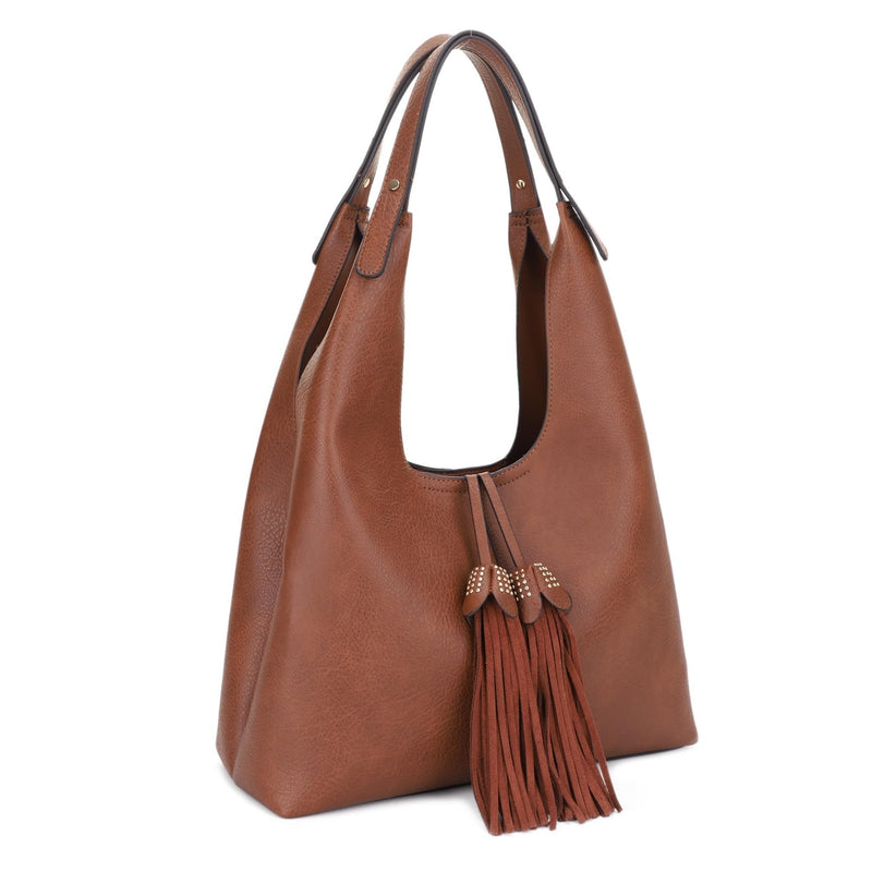 EE85228 Kai Three compartments Hobo with Tassel - MiMi Wholesale