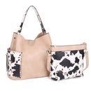 EE95037C2 2 in 1 Cow Print Hobo and Crossbody Bag Set - MiMi Wholesale