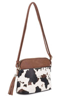 EE95314CX Cow Print Dome Crossbody Bag - MiMi Wholesale