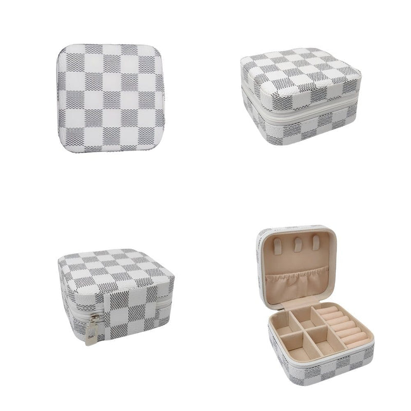 EG10302 Checkered Print Square Jewelry Box - MiMi Wholesale