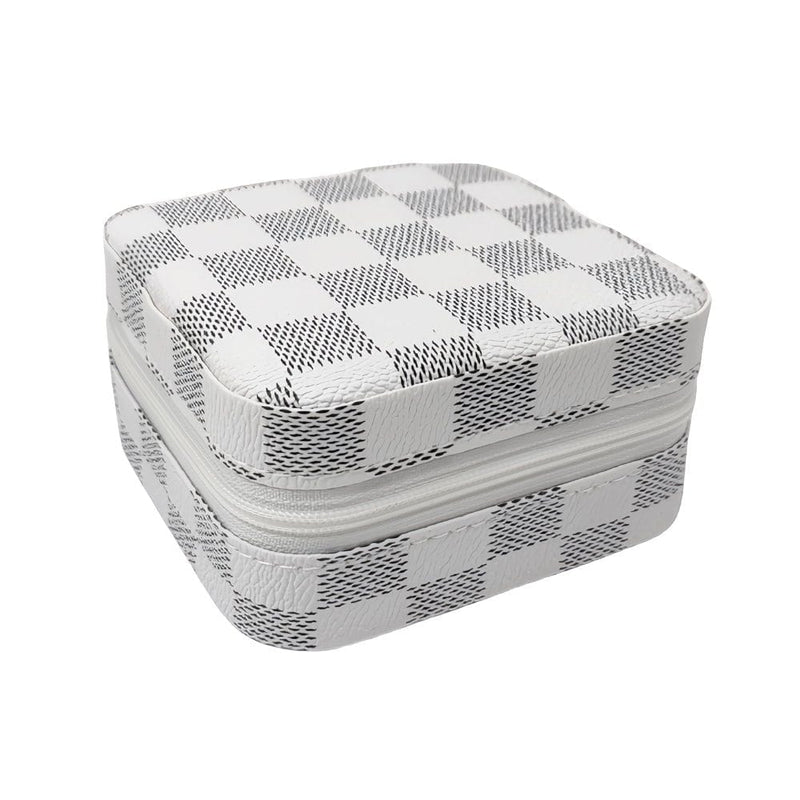 EG10302 Checkered Print Square Jewelry Box - MiMi Wholesale