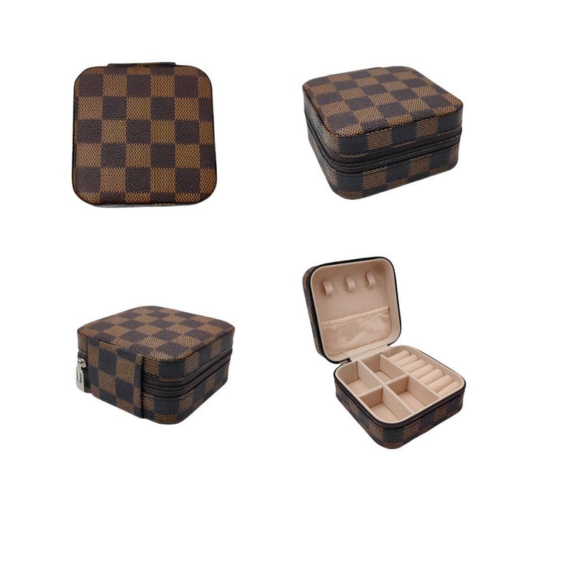 EG10302 Checkered Print Square Jewelry Box - MiMi Wholesale