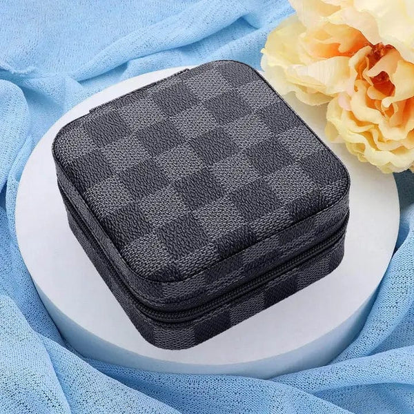 EG10302 Checkered Print Square Jewelry Box - MiMi Wholesale