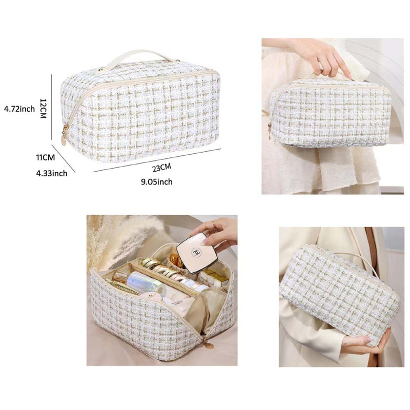 EG10304 Tweed Zip Around Cosmetic Pouch - MiMi Wholesale