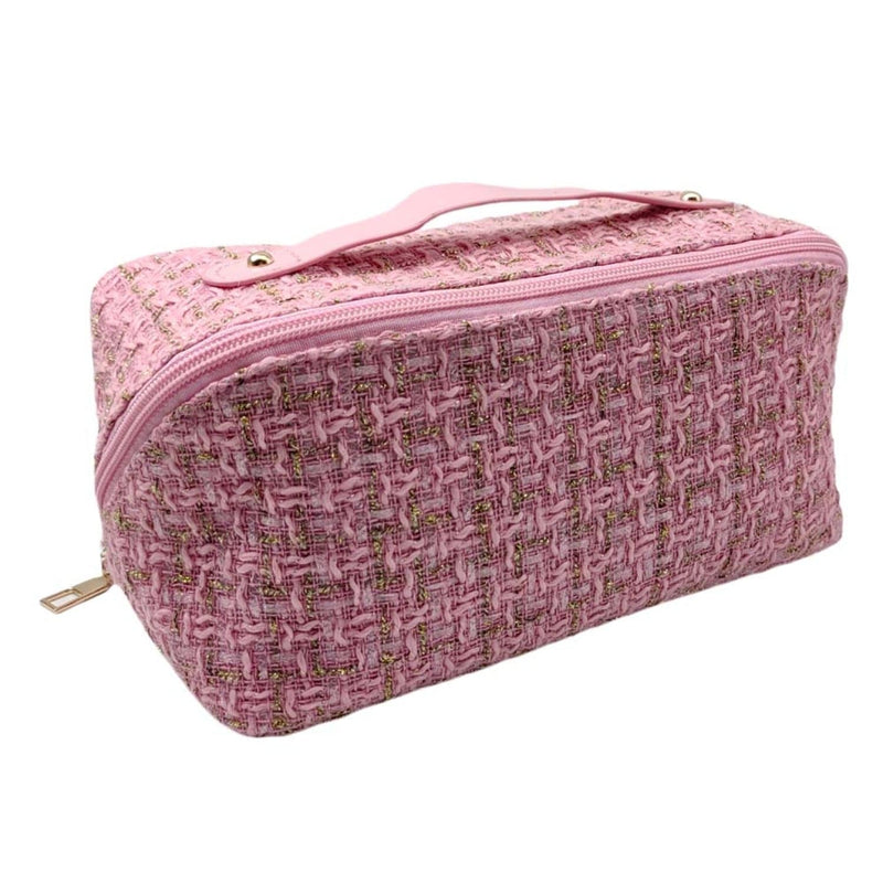 EG10304 Tweed Zip Around Cosmetic Pouch - MiMi Wholesale