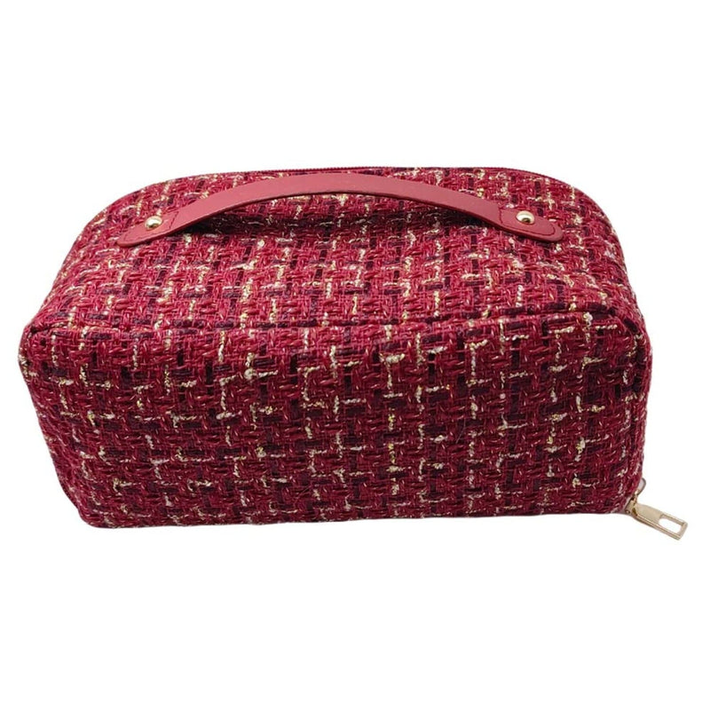 EG10304 Tweed Zip Around Cosmetic Pouch - MiMi Wholesale