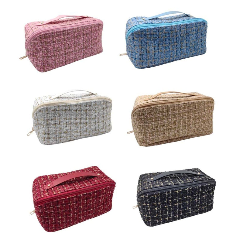 EG10304 Tweed Zip Around Cosmetic Pouch - MiMi Wholesale