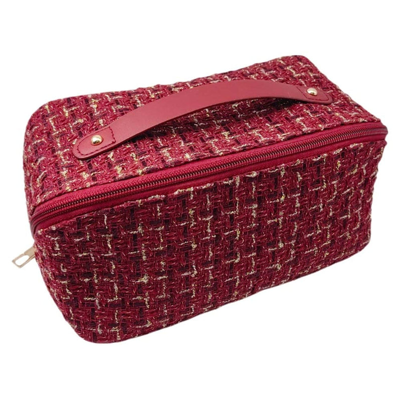 EG10304 Tweed Zip Around Cosmetic Pouch - MiMi Wholesale