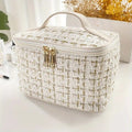 EG10305 Tweed Double Zip Cosmetic Bag - MiMi Wholesale