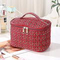 EG10305 Tweed Double Zip Cosmetic Bag - MiMi Wholesale