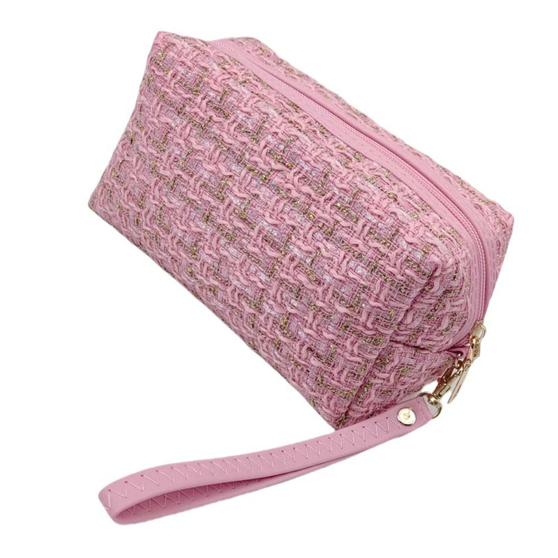 EG10307 Tweed Pouch With Wristlet Strap - MiMi Wholesale