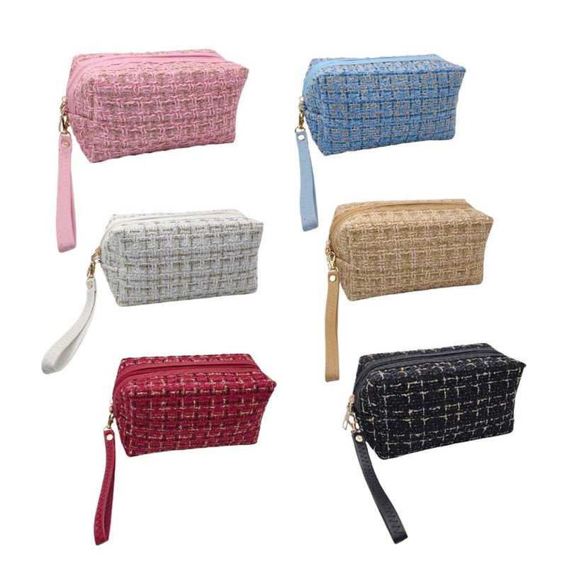 EG10307 Tweed Pouch With Wristlet Strap - MiMi Wholesale