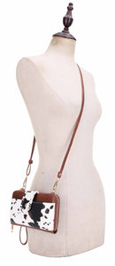 EJ60112C Cow Print Crossbody Wallet - MiMi Wholesale