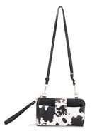 EJ60112C Cow Print Crossbody Wallet - MiMi Wholesale