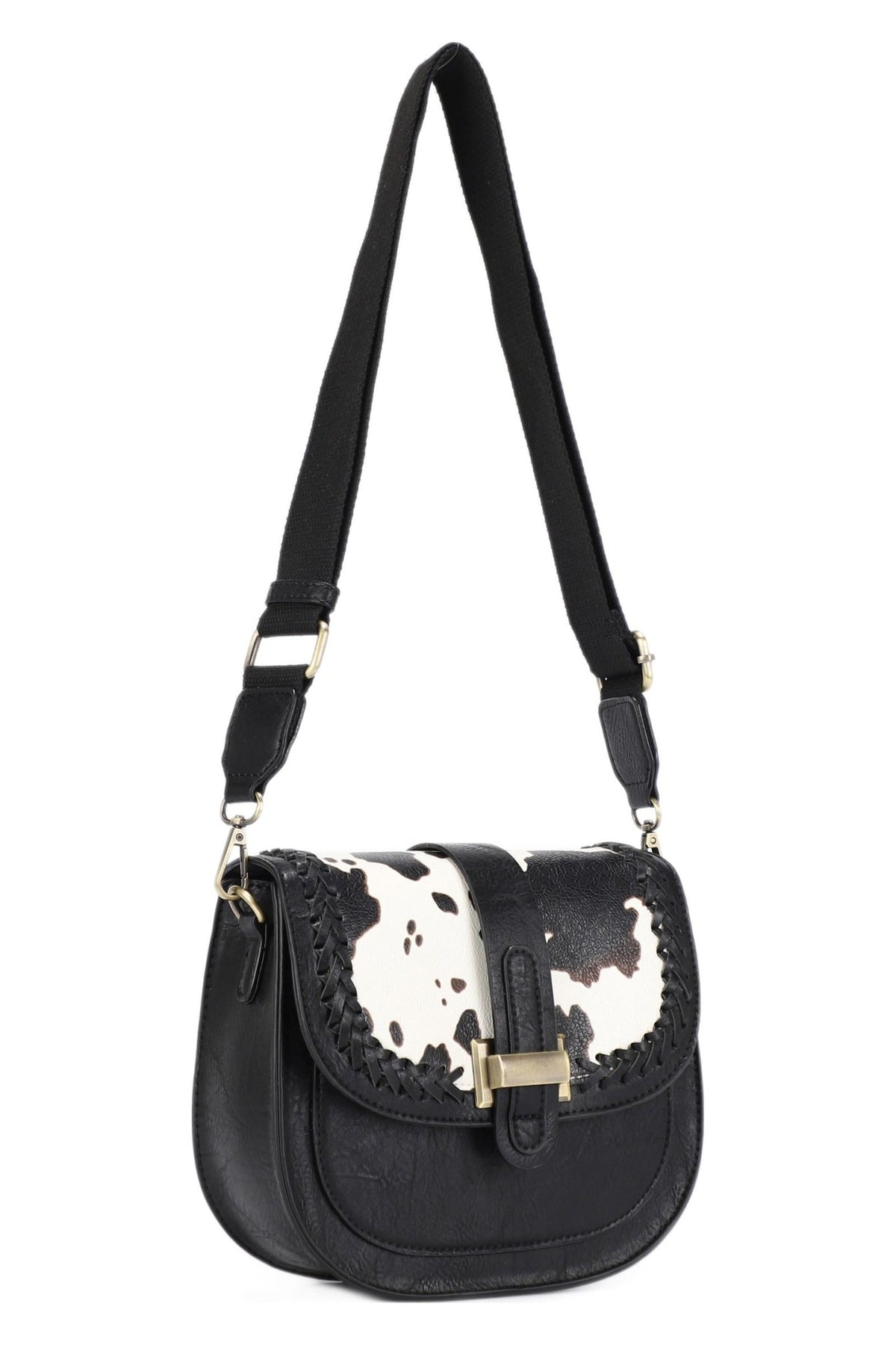 EJ60119-8C Clara Cow Print Saddle Crossbody Bag - MiMi Wholesale