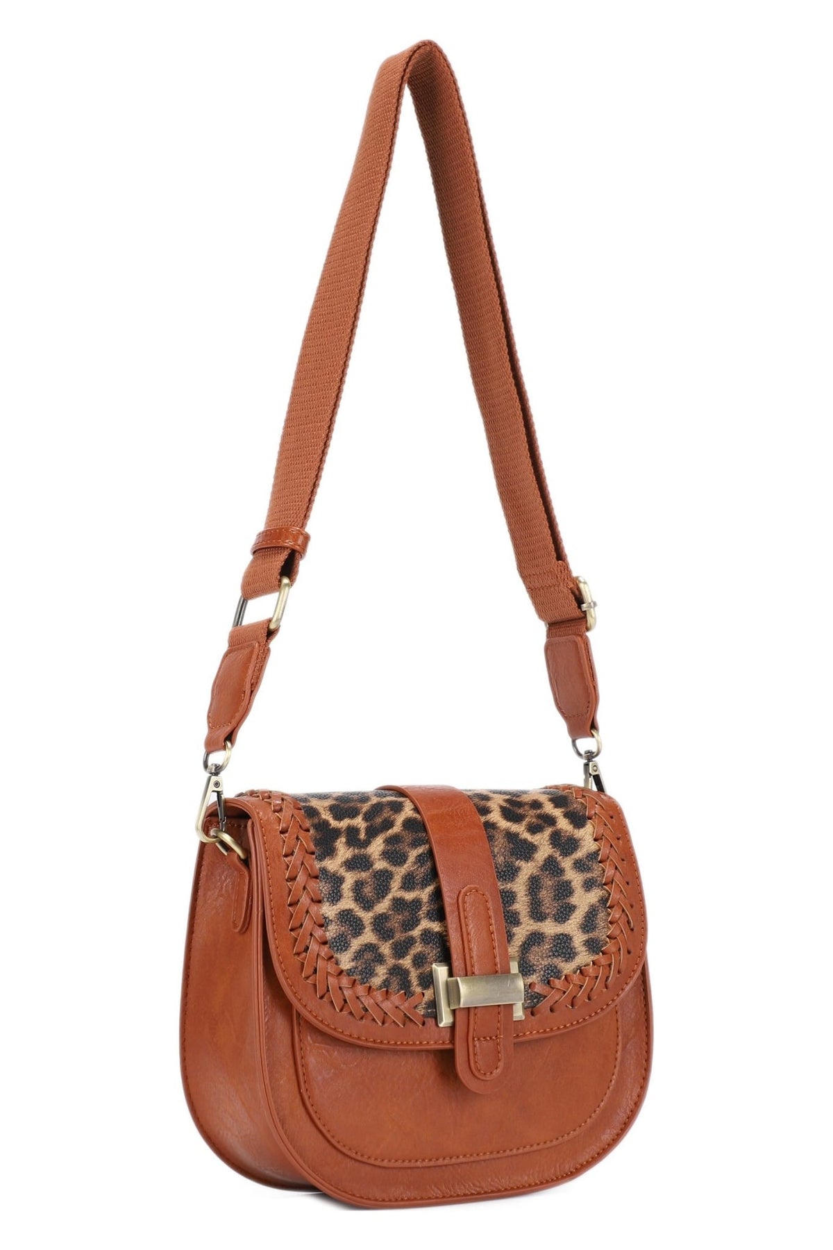 EJ60119-8PL Clara Leopard Print Saddle Crossbody Bag - MiMi Wholesale
