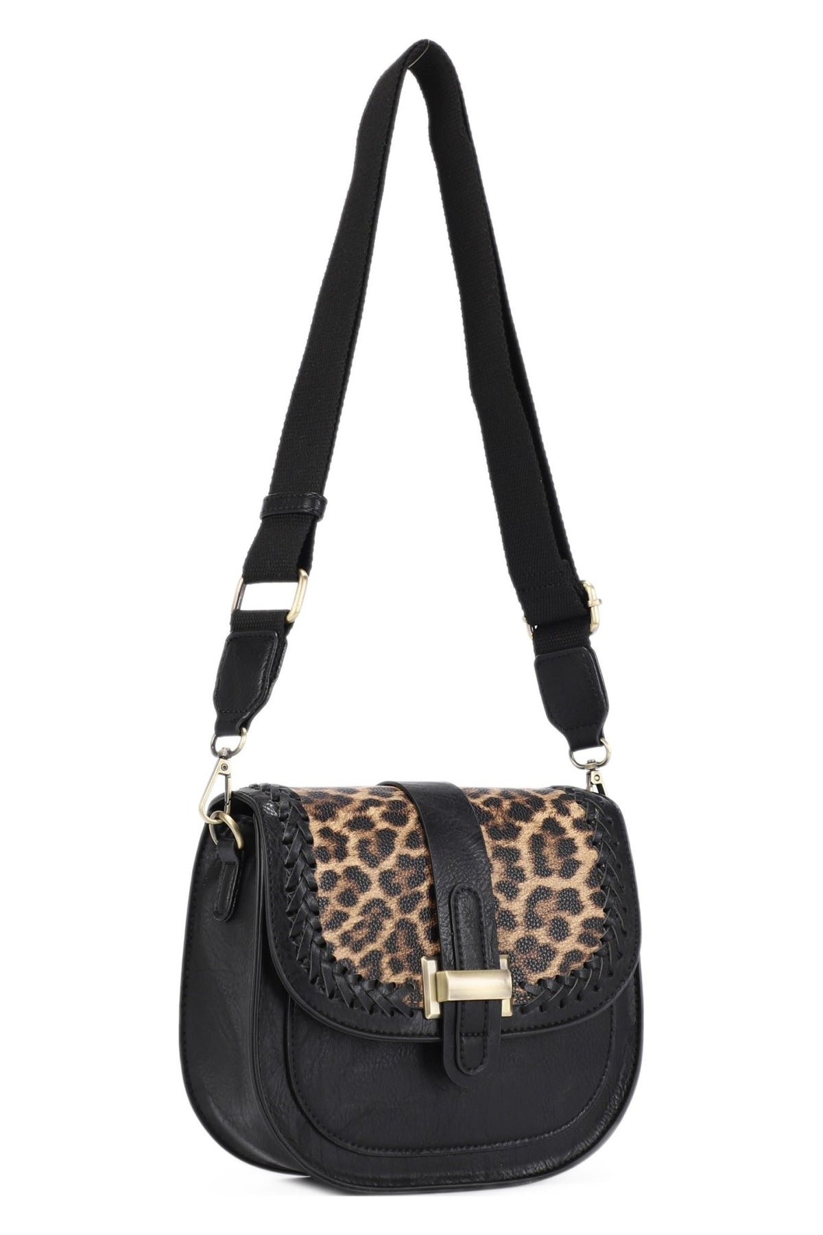 EJ60119-8PL Clara Leopard Print Saddle Crossbody Bag - MiMi Wholesale