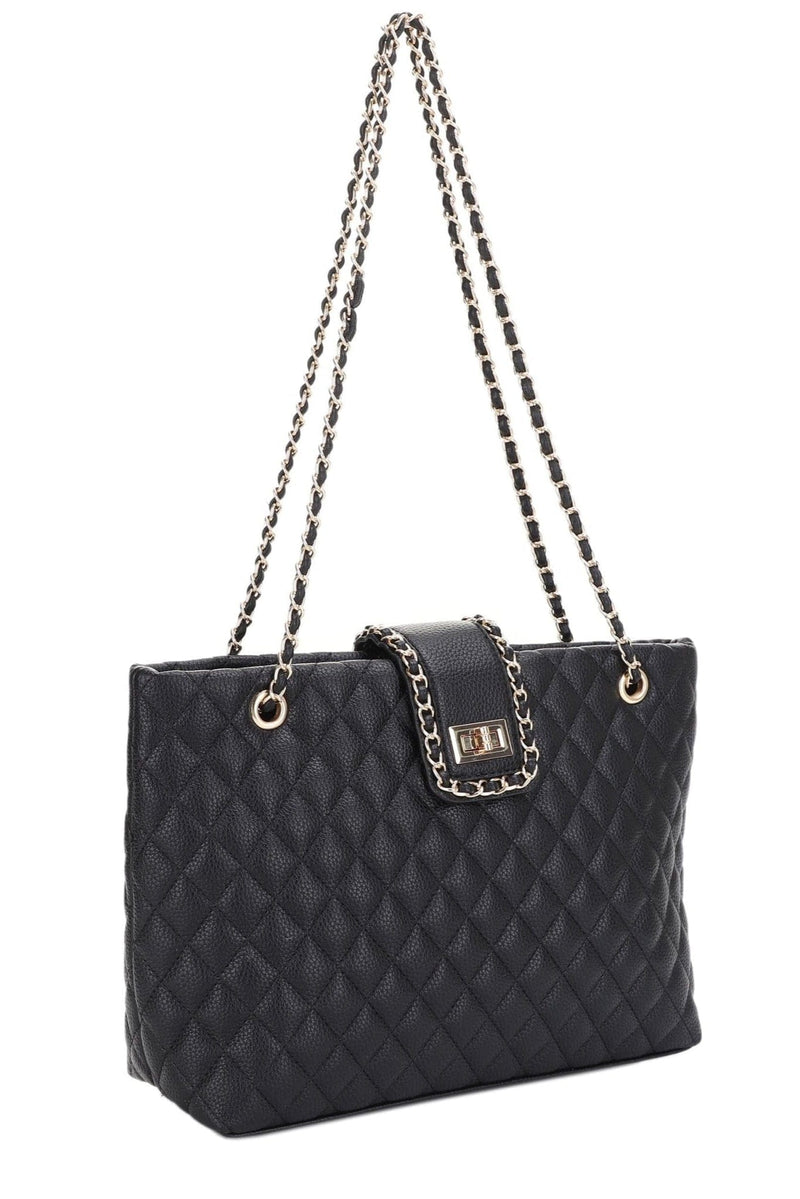 EJ60187 Quilted Tote Bag With Chain Strap - MiMi Wholesale