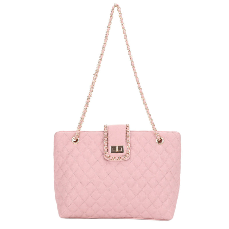 EJ60187 Quilted Tote Bag With Chain Strap - MiMi Wholesale