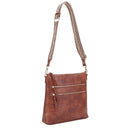 EJ60192 - 6 Yeni Double Front Zip Crossbody Bag With Guitar Strap - MiMi Wholesale