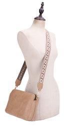 EJ60197 Mila 3 Compartment Crossbody Bag With Guitar Strap - MiMi Wholesale