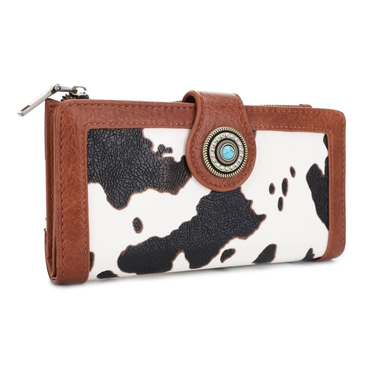 EJ60265C Cow Print Trifold Wallet - MiMi Wholesale