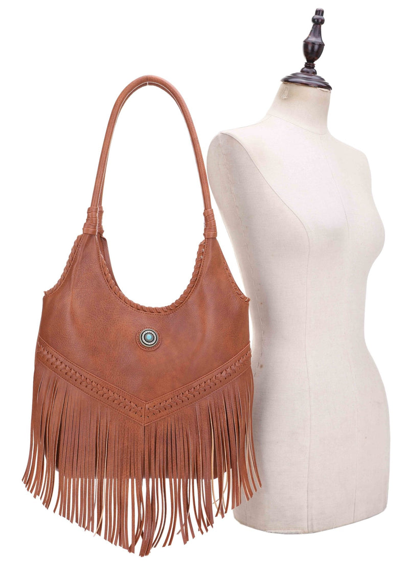 EJ60273 Sierra Western Fringe Hobo Tote Bag - MiMi Wholesale