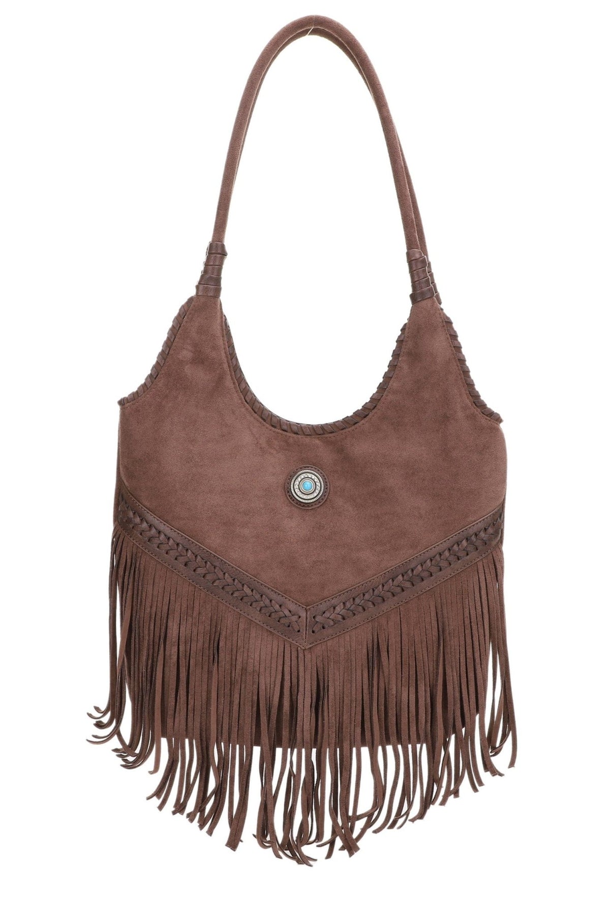 EJ60273SU Faux Suede Western Fringe Tote Bag - MiMi Wholesale