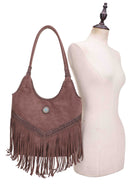 EJ60273SU Faux Suede Western Fringe Tote Bag - MiMi Wholesale
