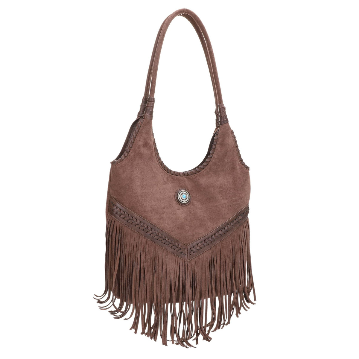 EJ60273SU Faux Suede Western Fringe Tote Bag - MiMi Wholesale