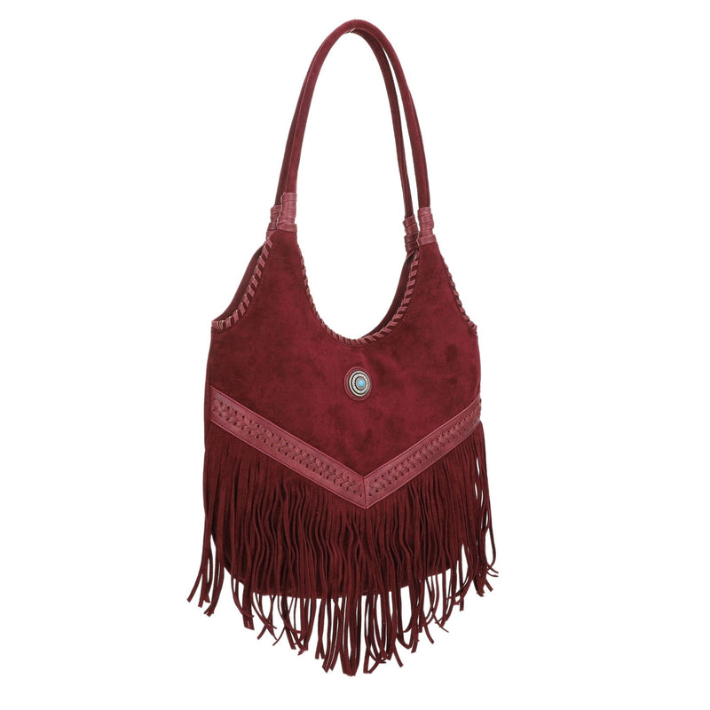 EJ60273SU Faux Suede Western Fringe Tote Bag - MiMi Wholesale